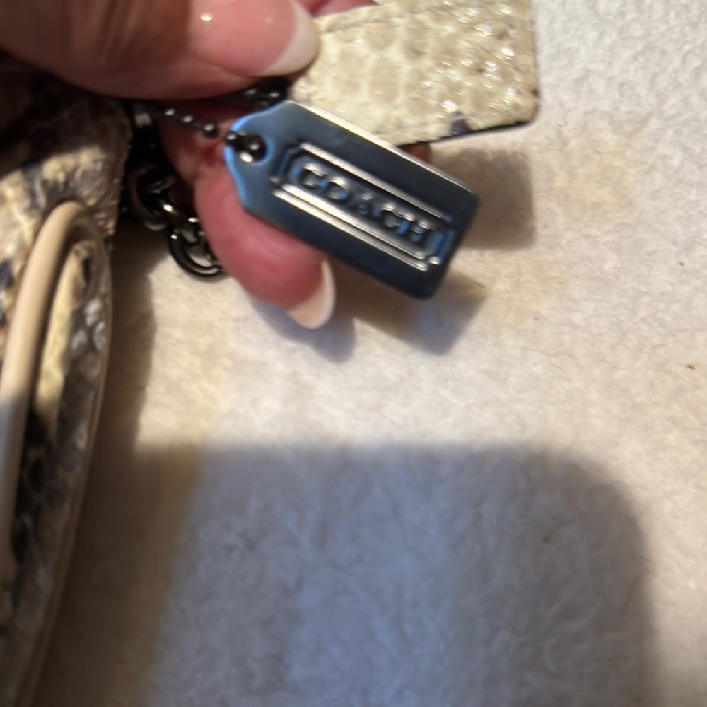 Coach Beige Snake Print Shoulder Bag - Picture 2 of 5